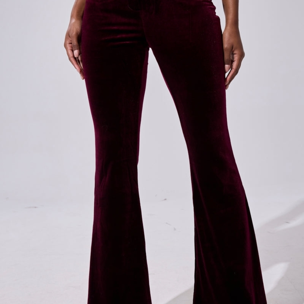 AKIRA Rich Burgundy Velvet Pants - Picture 2 of 7